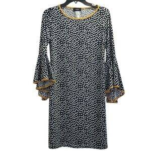 MSK Polka Dot Bell Sleeve Dress Size Small